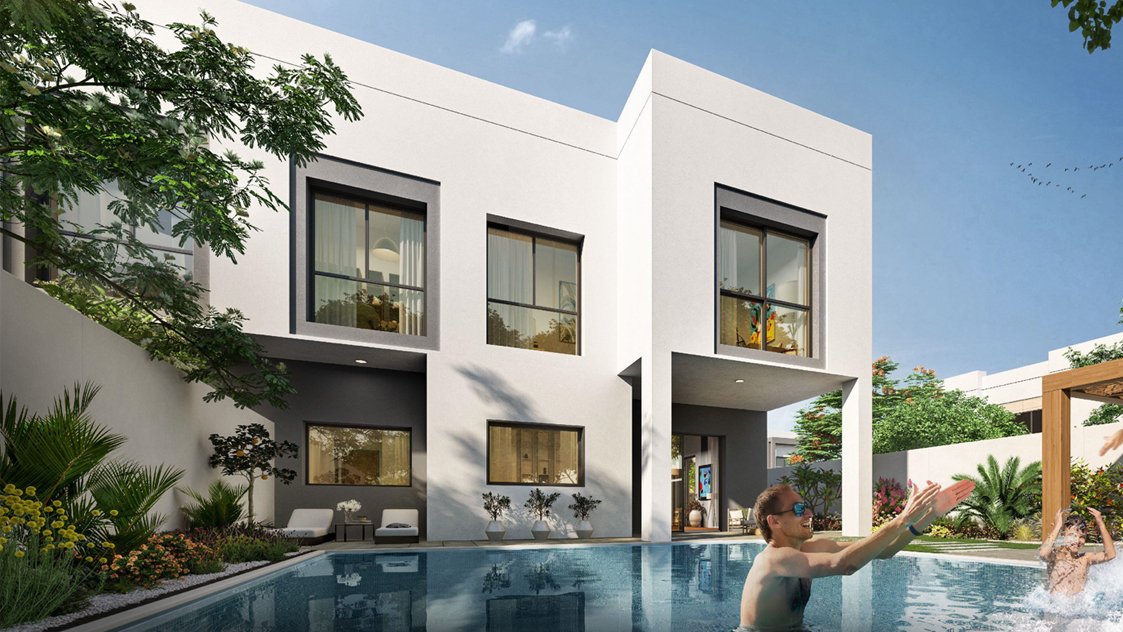 Yas Acres gated community with landscaped parks and premium family living spaces